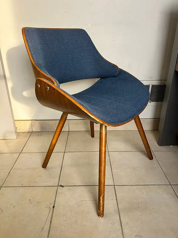 Fabrizzi Chair – Walnut Wood & Grey Fabric – $100 Each! - Photo 2