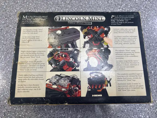 Testors Lincoln Mint Dodge 426 Engine In Box - Photo 3
