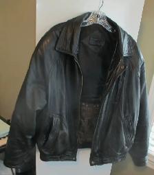 Very Good Condition Black Leather Bomber/Waist Jacket