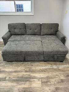 Brand New Fabric Sectional Sofa Bed With Storage Chaise In Sale