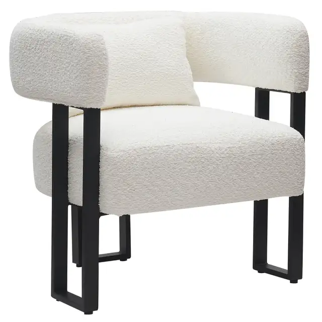 SCARLET ACCENT CHAIR IN IVORY BOUCLE AND BLACK. - Photo 8