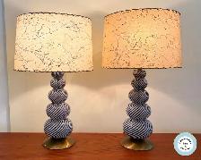 BREATHTAKING PAIR OF MURANO GLASS SWIRL LAMPS AT CHARMAINES