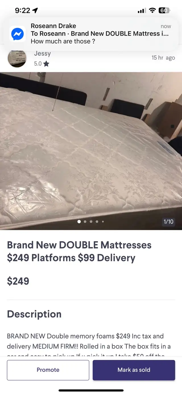 Brand New DOUBLE Mattresses $299 Platform $99 - Photo 3