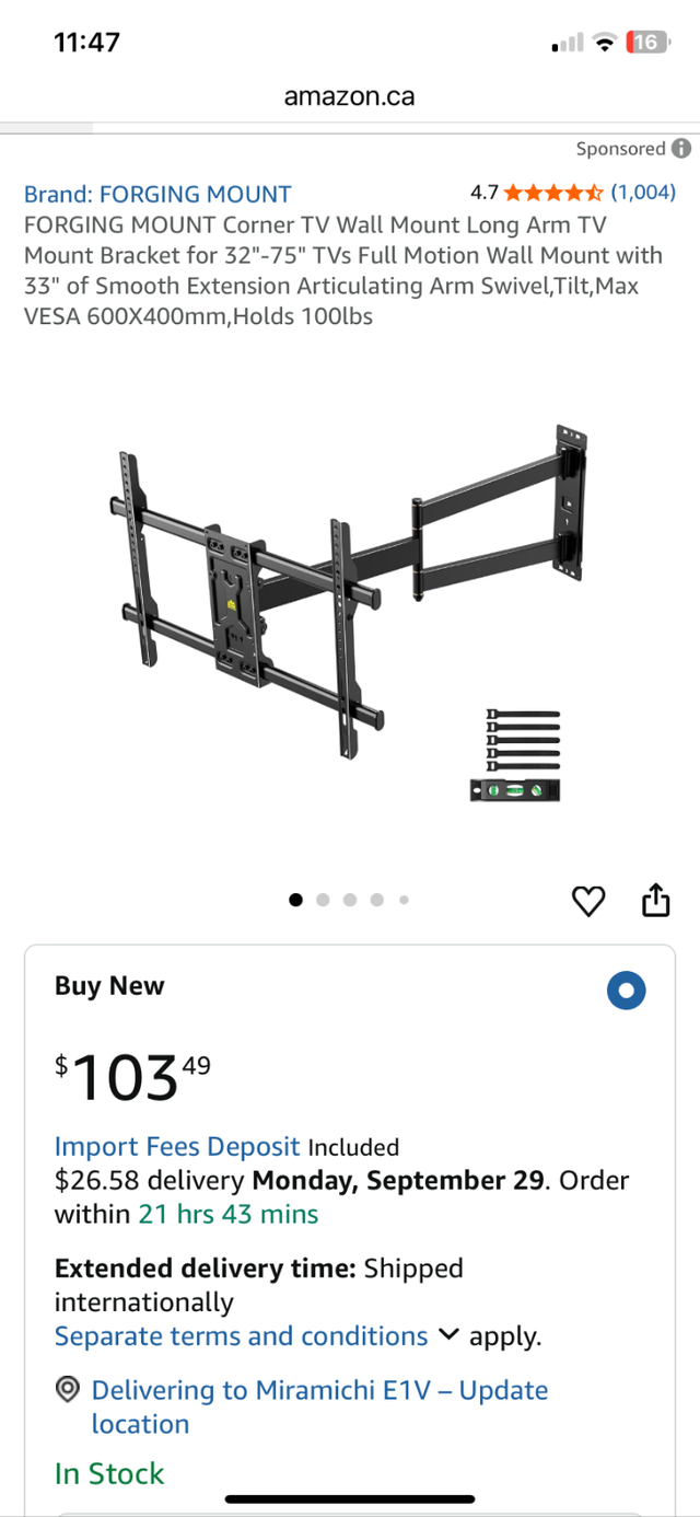 New TV Wall Corner Mounting Bracket with Full Motion - Photo 4