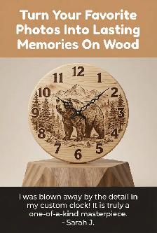 Hand made wooden clocks lazer engraved - Photo 6