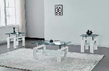 Glass Coffee Table  With Glossy White Legs