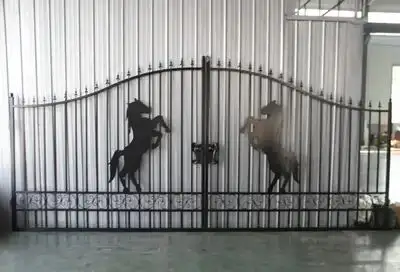 14′ Driveway Iron Gate Beautiful Horse Artwork, Strong & Secure