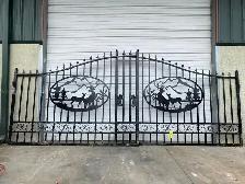 20′ Driveway Iron Gate with Deer Artwork – Heavy-Duty & Durable - Photo 2