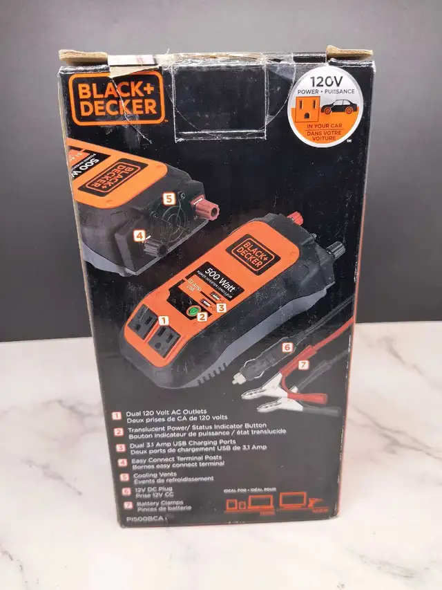 BLACK & DECKER 500W POWER INVERTER W/3.1A USB PORTS - Photo 2