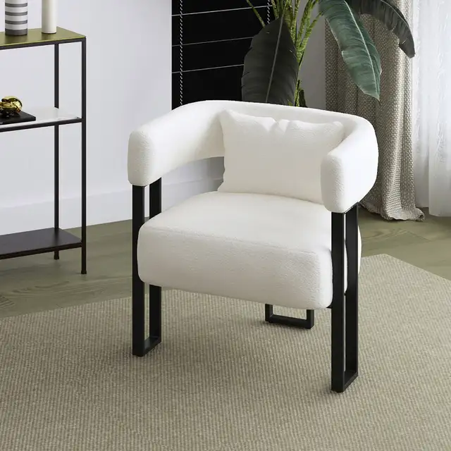 SCARLET ACCENT CHAIR IN IVORY BOUCLE AND BLACK. - Photo 2