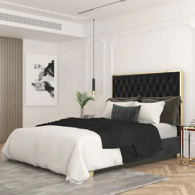Lucille 60' Queen Bed in Black and Gold Free Local Delivery - Photo 9