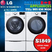 LG WM3600HWA 27' Front Load Washer DLE3600W Dryer Pair Sale