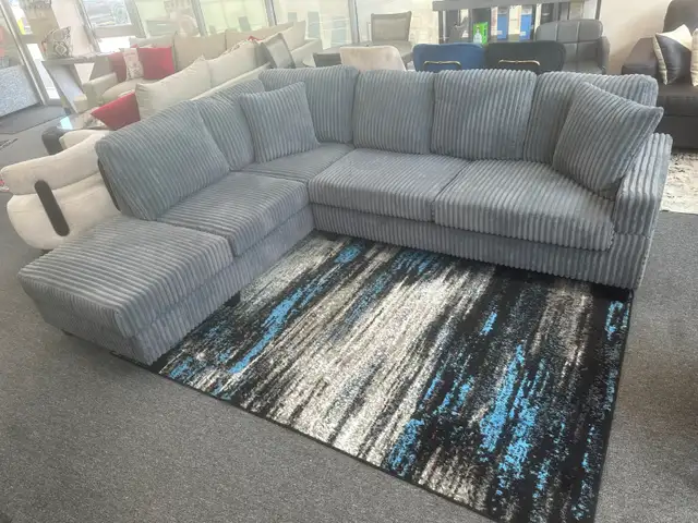 L Shape Sectional Sofa Grey Corduroy Fabric Only for $799.