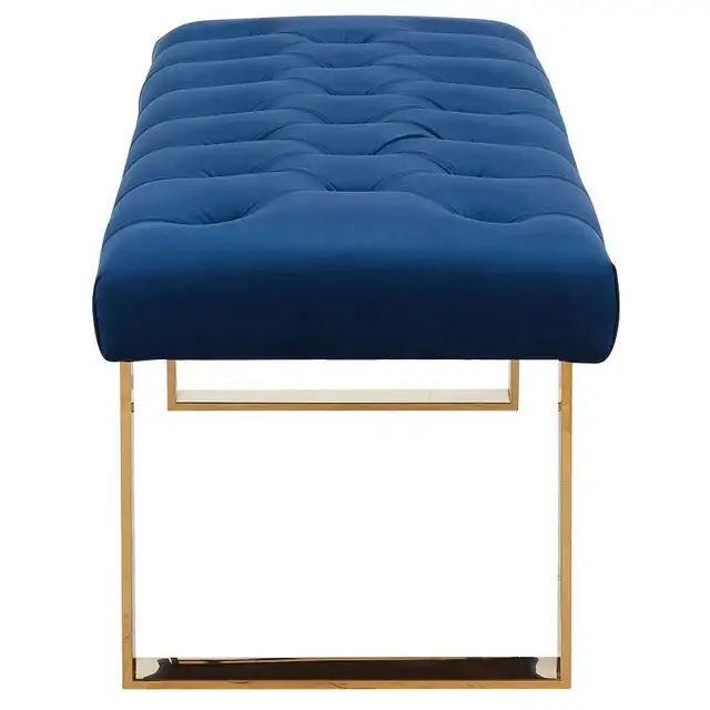 DOUBLE BENCH THICK PLUSH VELVET SEATING N GOLD LEGS DASHING PIC! - Photo 9