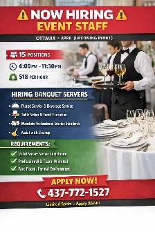 Hiring: Servers in Ottawa