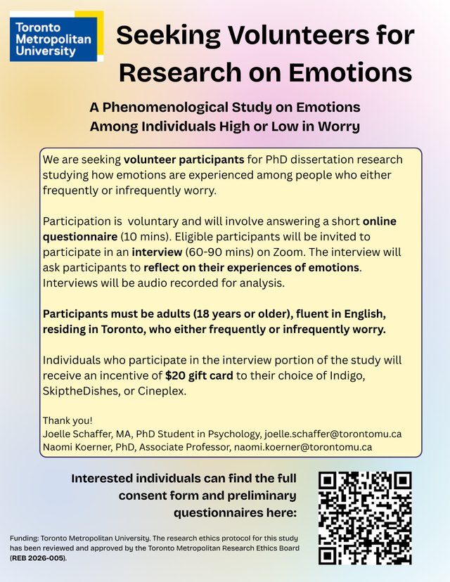 Seeking Volunteers for Research on Emotions