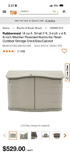 Outdoor Rubbermaid Storage Shed Box