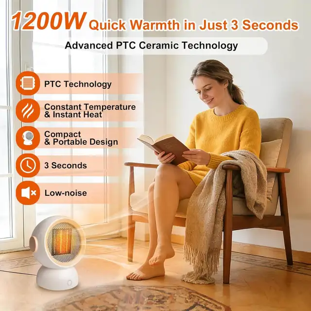 (New)Space Heater, Portable Electric Space Heater for Indoor Use
