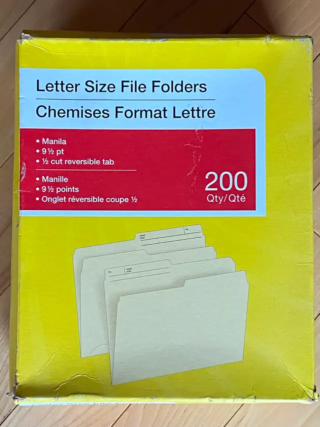 Manila File Folders - Letter Size - 200 Pack