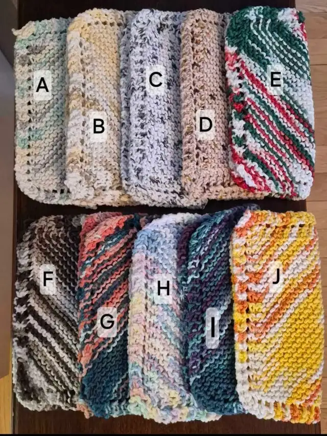 Knitted Dishcloths. Set of 5 (one color) OR Multi Colored