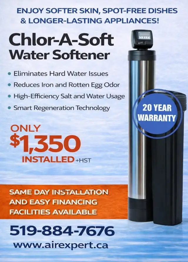 WATER SOFTENER WATER SOFTENER WATER SOFTENER  $1350 INSTALLED