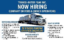 BONUS$ City Drivers and Owner Operators &USA CAD truck driver