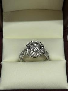 Elegance 18k Bezel Halo W/G Diamond Ring - Photo 2