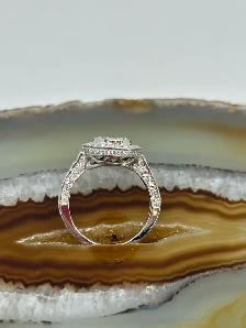 Elegance 18k Bezel Halo W/G Diamond Ring - Photo 3