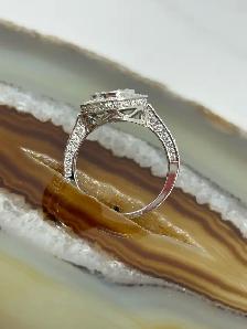 Elegance 18k Bezel Halo W/G Diamond Ring - Photo 4