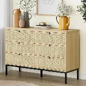 Brand New 6-Drawer Dresser Chest Rattan Doors $199 - Photo 4