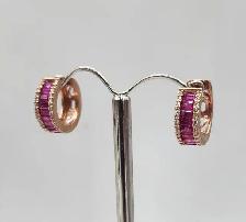 14k Gold Earrings, Hoops, Studs with Diamonds, Rubies, Amethyst - Photo 3