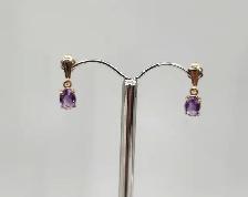 14k Gold Earrings, Hoops, Studs with Diamonds, Rubies, Amethyst - Photo 6