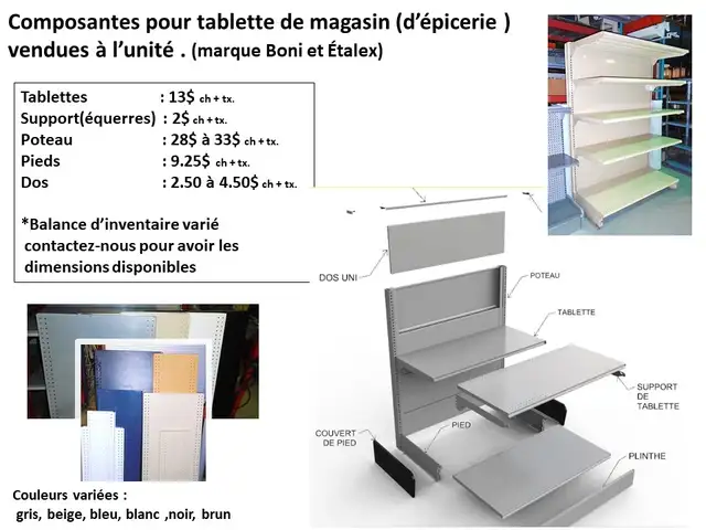 Section de tablette 10'' la.x 24''lo x 79'' h et autres - Photo 5