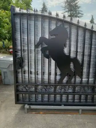 Heavy Duty 14FT Driveway Gate with Horse Artwork - Photo 2