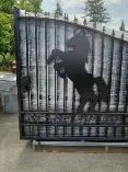 Heavy Duty 14FT Driveway Gate with Horse Artwork - Photo 2