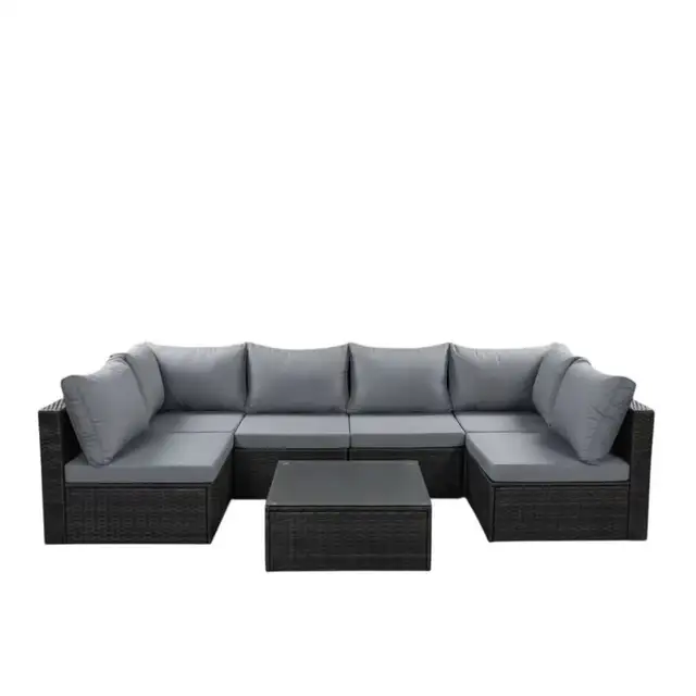 Brand New 7 pcs Patio Furniture Set with Glass Coffee Table $499 - Photo 2