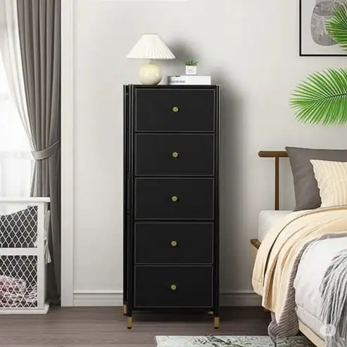 Brand New Black Luxury PU Leather 5-Drawer Tall Dresser $69
