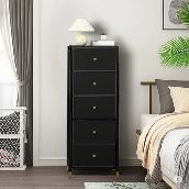 Brand New Black Luxury PU Leather 5-Drawer Tall Dresser $69