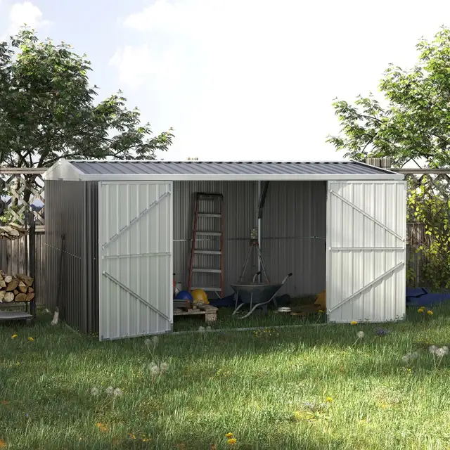 8'x11' Galvanized Metal Shed – Heavy Duty & Durable