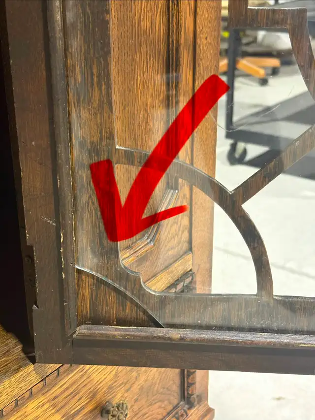 Stunning Antique Oak Wood China Cabinet (Jacobean Revival Style) - Photo 5