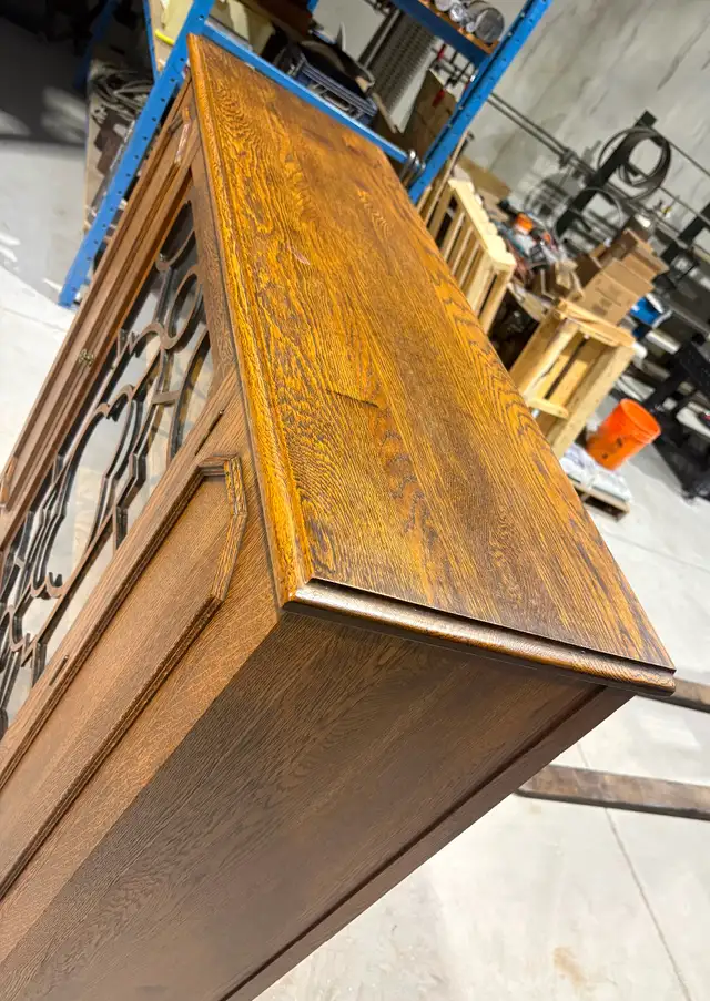 Stunning Antique Oak Wood China Cabinet (Jacobean Revival Style) - Photo 9