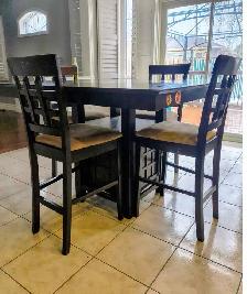 Free delivery used Dark Wood Counter Height Table with 4 Chairs