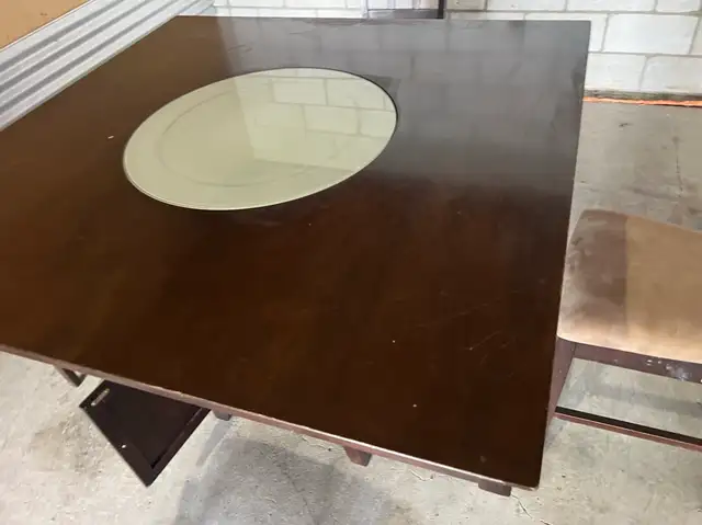 Free delivery used Dark Wood Counter Height Table with 4 Chairs - Photo 4