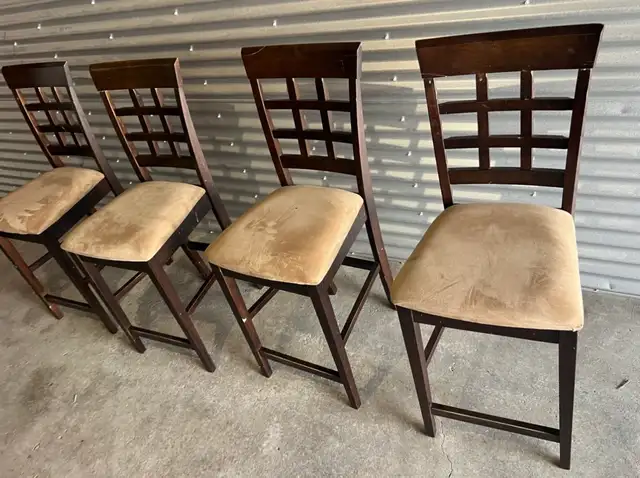 Free delivery used Dark Wood Counter Height Table with 4 Chairs - Photo 5