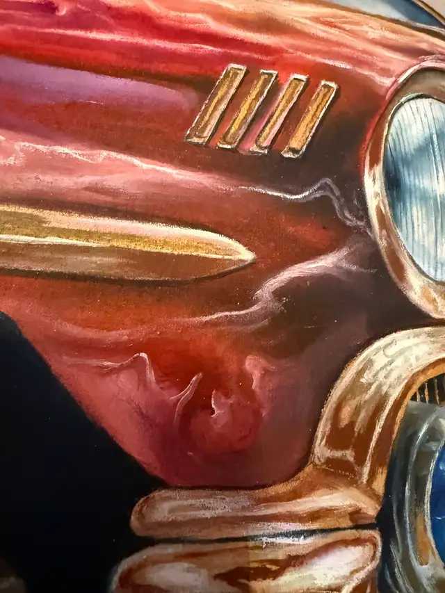 1958 Chevrolet Hand-Painted Artwork – 28" x 22" - Photo 2