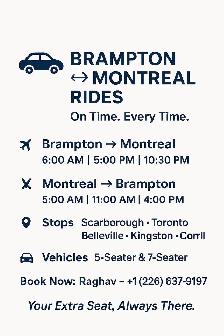 Brampton Montreal Rides