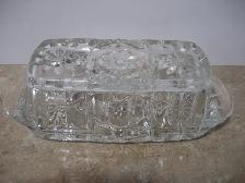 Vintage Anchor Hocking Pressed Cut Glass Butter Dish