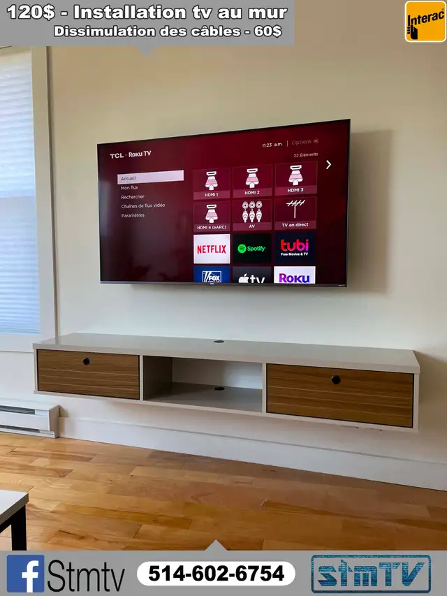 SUPPORT MURAL TV TÉLÉVISION MURALE INSTALLATION TV AU MUR - Photo 4