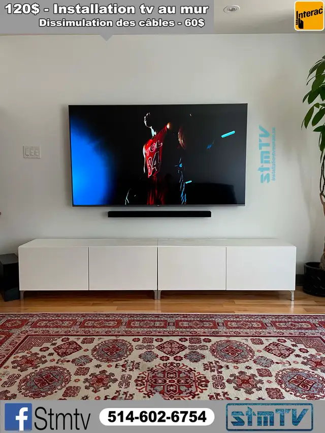 SUPPORT MURAL TV TÉLÉVISION MURALE INSTALLATION TV AU MUR - Photo 7