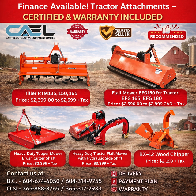Finance Available! Tractor Attachments –CERTFIED & WARRANTY